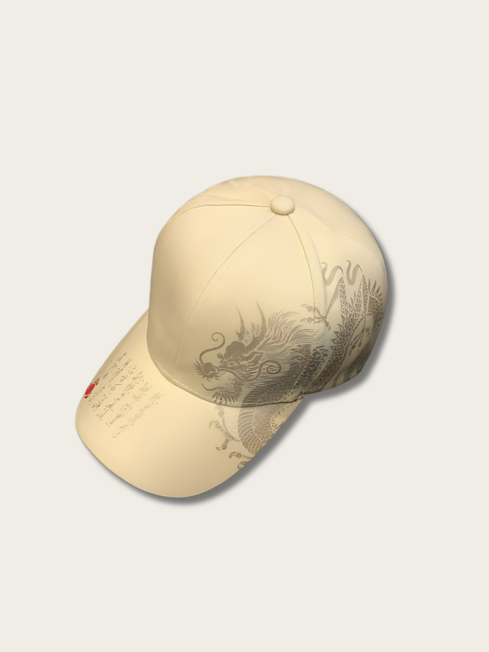 Embroidered Lion Japanese Baseball Cap - White