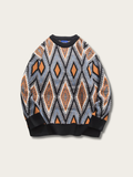Weave Geometric Japanese Knit Sweatshirt - Large