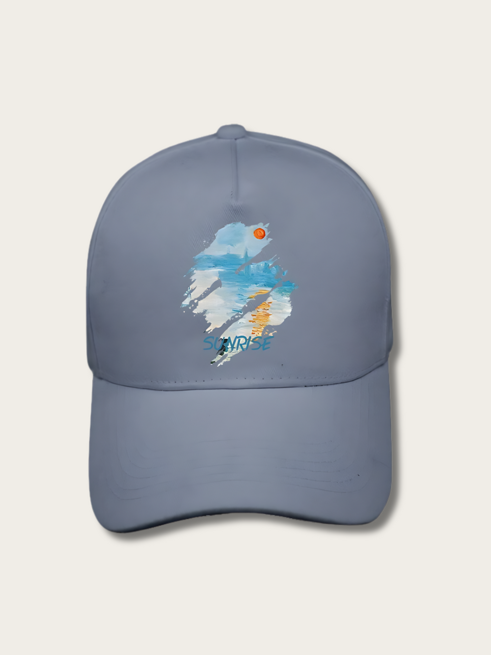 Oil Paint Sunrise Printed Japanese Cap - Gray