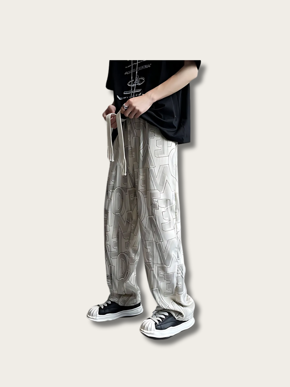 Abstract Edge Lettered Japanese Style Pants - Medium