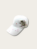 Cherry Cranes Embroidered Japanese Cap - White