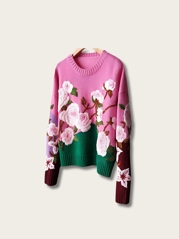 Knitted Rose Japanese Sweatshirt - Small
