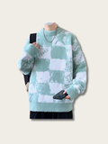 Distressed Checker Japanese Sweater - Medium