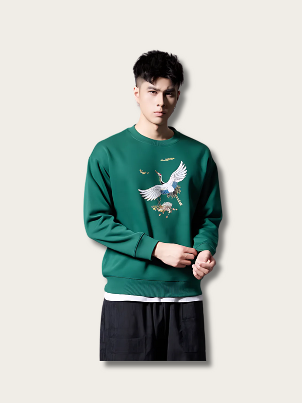 Crane Reverie Japanese Sweatshirt - Medium