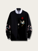 Elegant Crane Embroidered Japanese Sweater - Medium