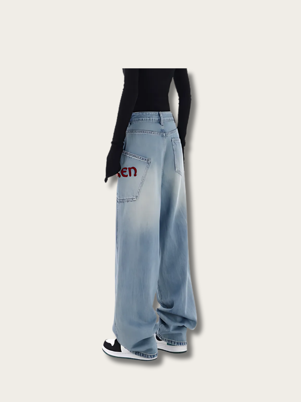 Stylish Oversized Japanese Denim Pants - Large