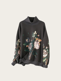 Floral Printed Japanese Sweatshirt - Medium