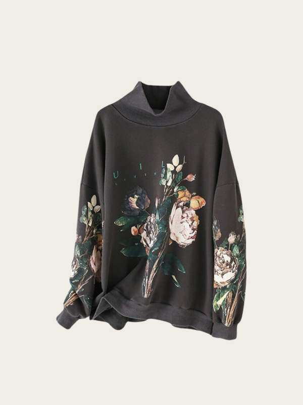 Floral Printed Japanese Sweatshirt - Medium