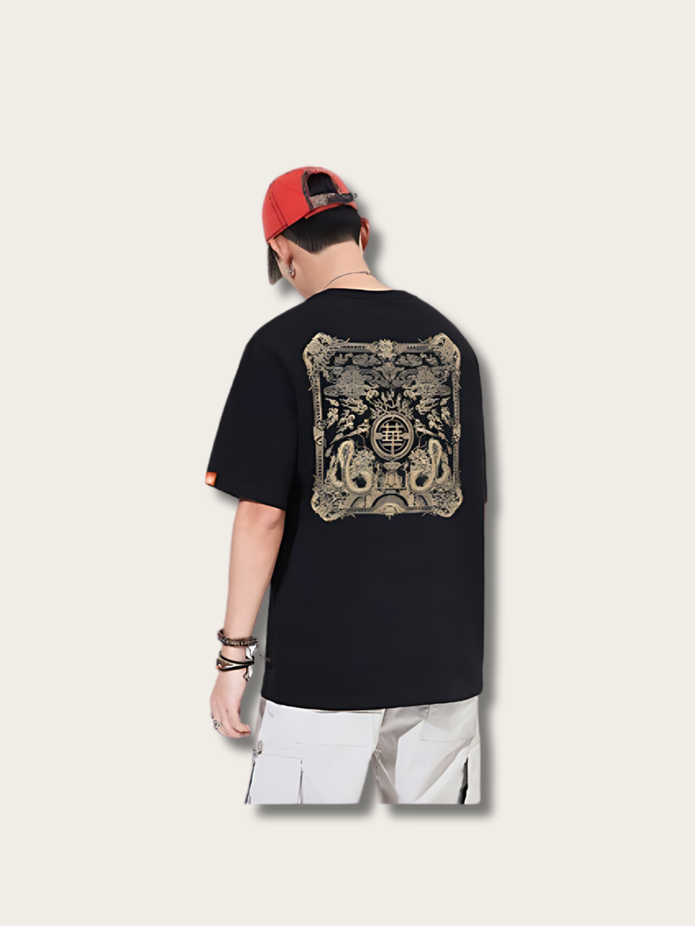 Embroidered Wind Graffiti Japanese T Shirt - Large