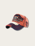 Retro Eagle Crest Japanese Denim Cap - Red