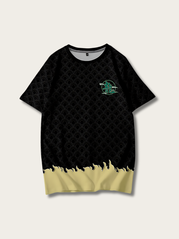 Flying Green Dragon Japanese T Shirt - Medium