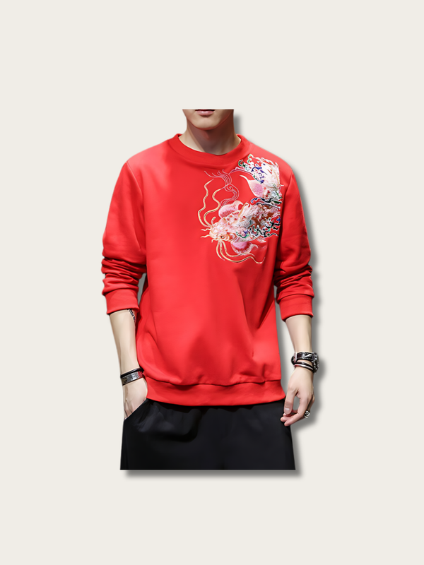 Koi Embroidered Vintage Japanese Sweater - Medium