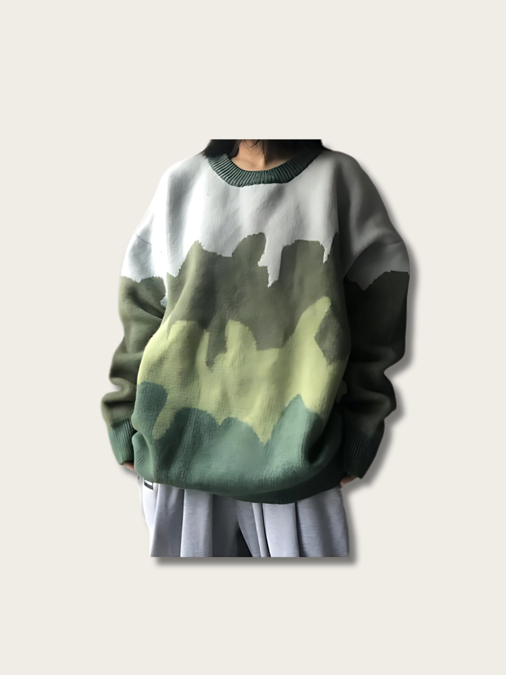 Gradient Color Knitted Japanese Style Sweater - Large