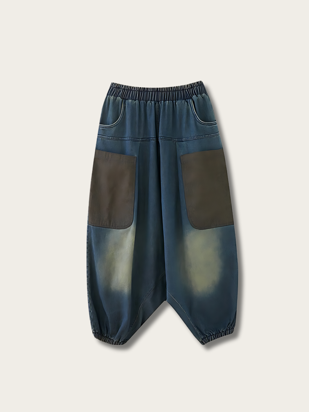 Washed Indigo Baggy Japanese Pants - Medium
