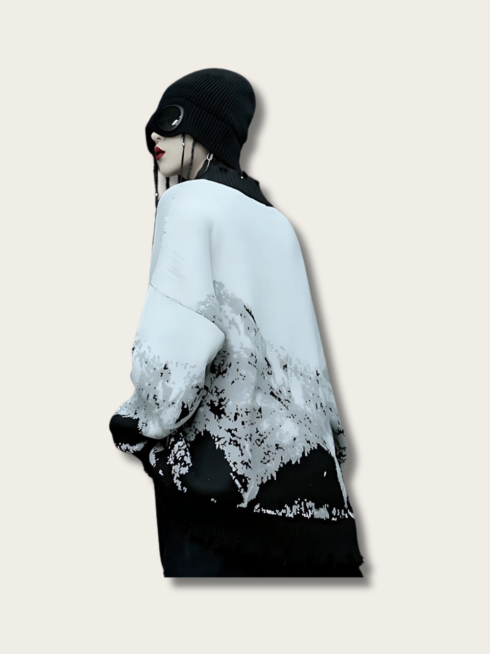 Monochrome Alpine Pixel Knit Sweater - Large