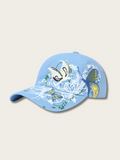 Floral Butterfly Japanese Baseball Cap - Blue
