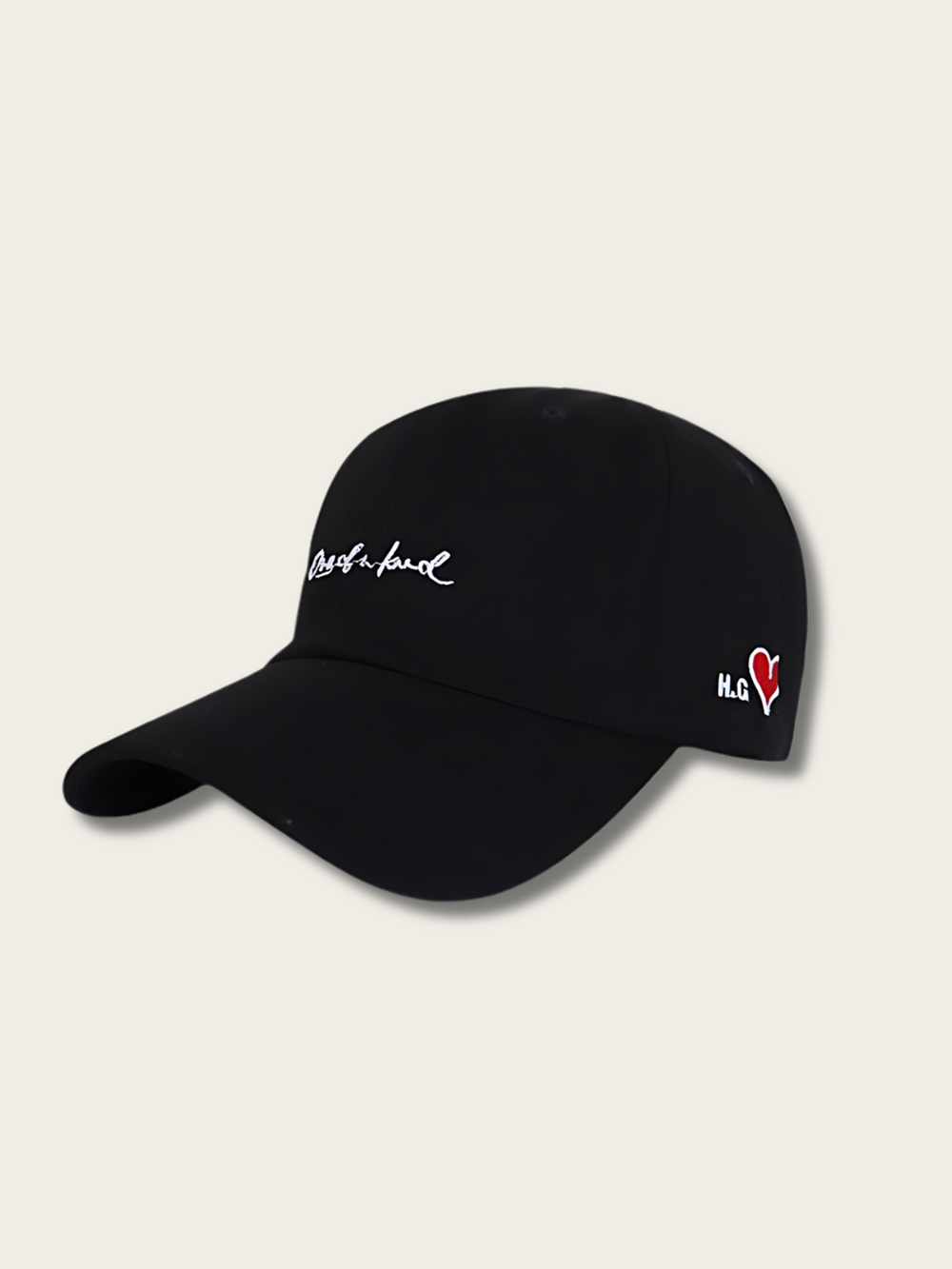 Statement Embroidered Japanese Cap - Black