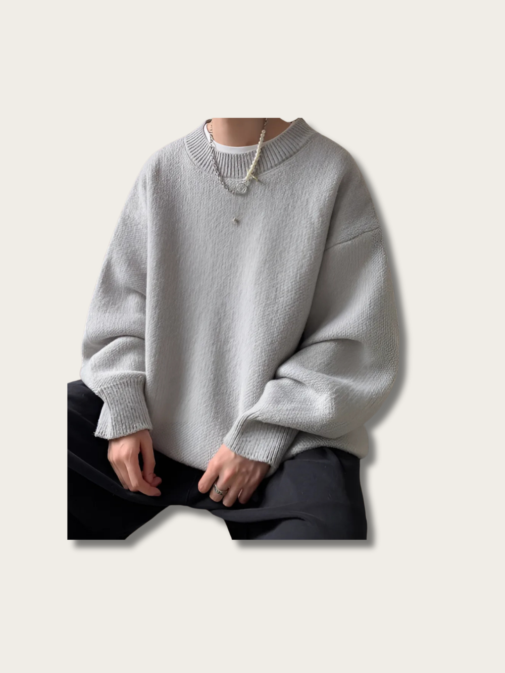 Cloud Oversized Streetwear Knit Sweatshirt - Medium