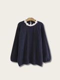 Lace Collar Elegance Japanese Sweater - 2XL