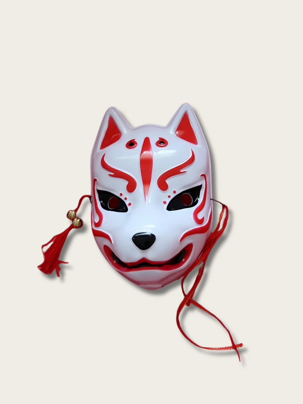 Full Kitsune Fox Japanese Mask - White
