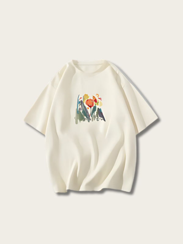Flower Painted Japanese T Shirt - Small