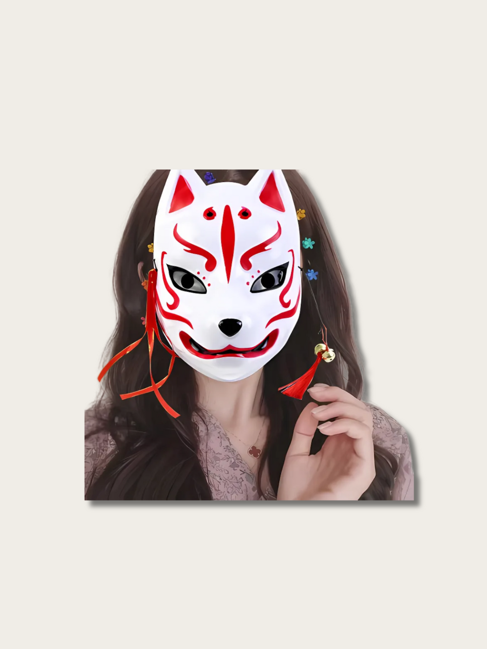 Full Kitsune Fox Japanese Mask - Black