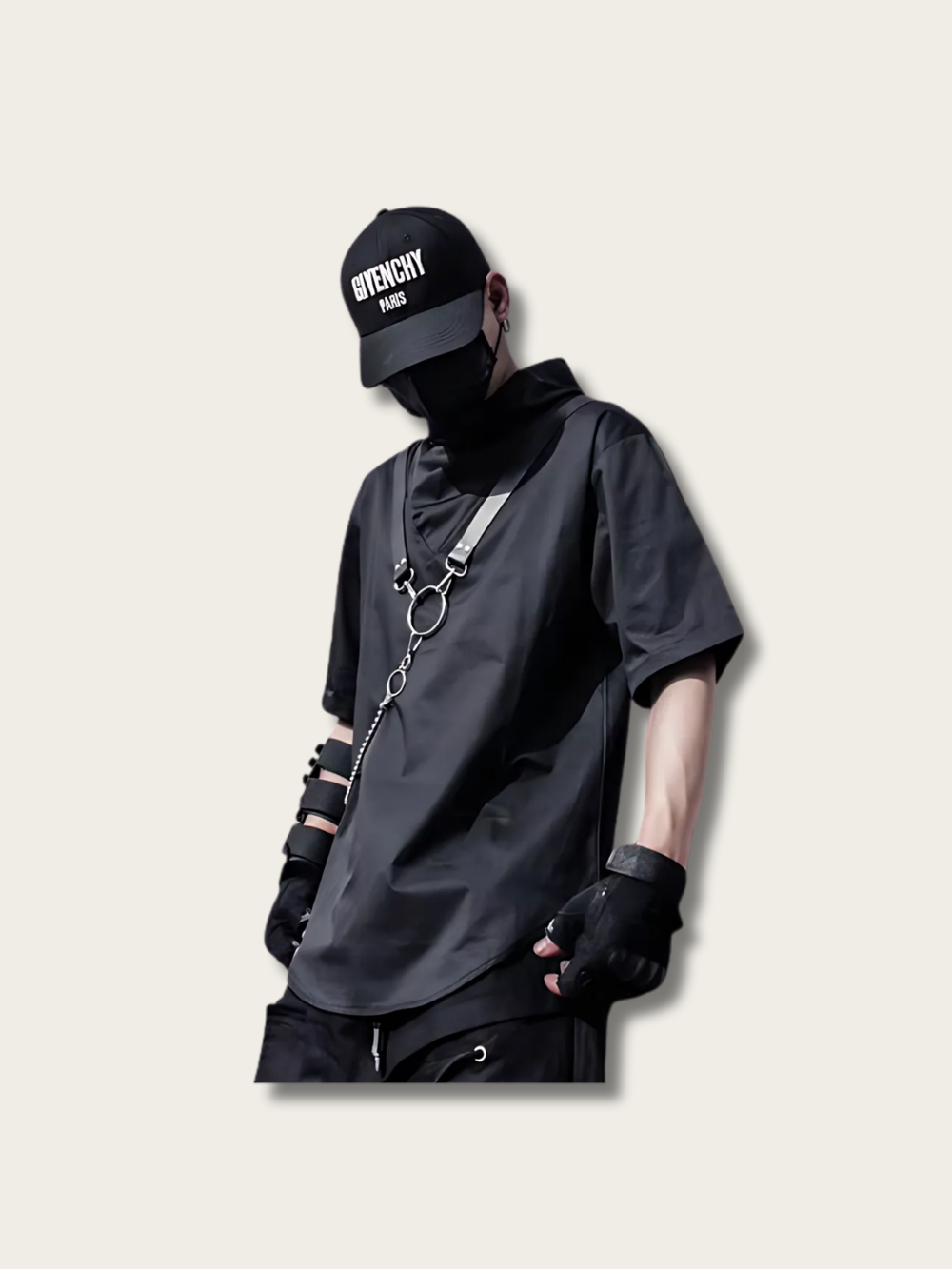 Cowl Cyberpunk Japanese T Shirt - Medium
