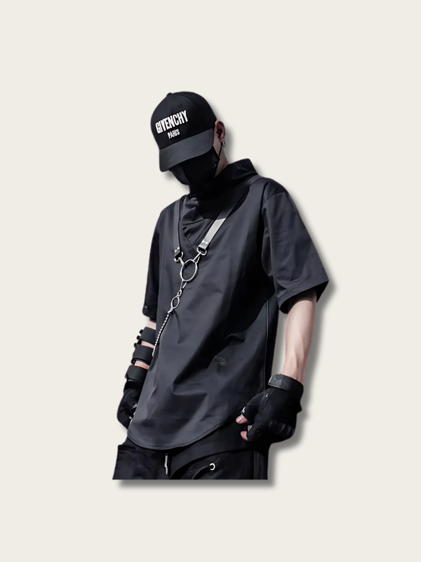 Cowl Cyberpunk Japanese T Shirt - Medium