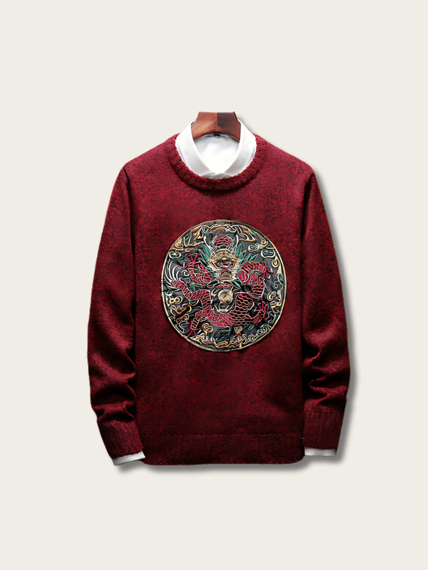Embroidered Dragon Crest Japanese Sweatshirt - Medium