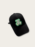 Embroidered Checkered Bear Japanese Cap - Black