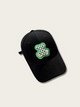 Embroidered Checkered Bear Japanese Cap - Black