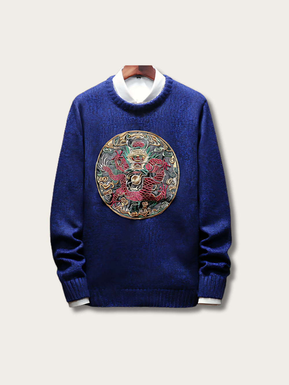 Embroidered Dragon Crest Japanese Sweatshirt - Large