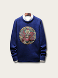 Embroidered Dragon Crest Japanese Sweatshirt - Large