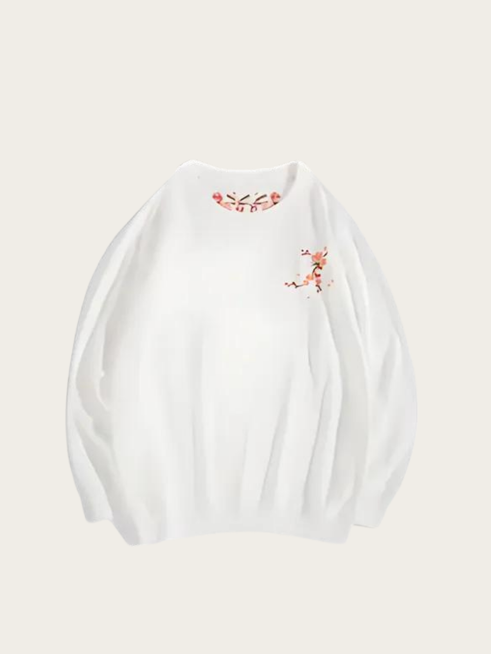 Cherry Blossom Wrap Japanese Sweatshirt - White