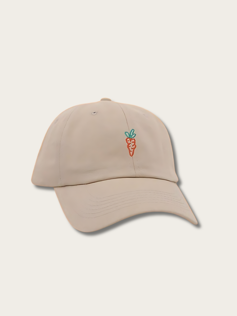 Cartoon Carrot Embroidered Japanese Cap - Yellow