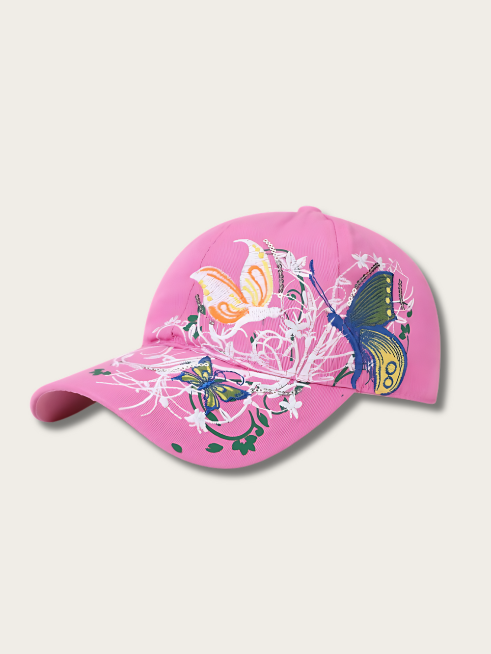 Floral Butterfly Japanese Baseball Cap - Pink