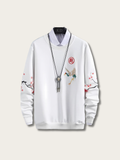Elegant Crane Embroidered Japanese Sweater - Medium