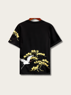 Embroidered Cool Crane Japanese T Shirt - Medium