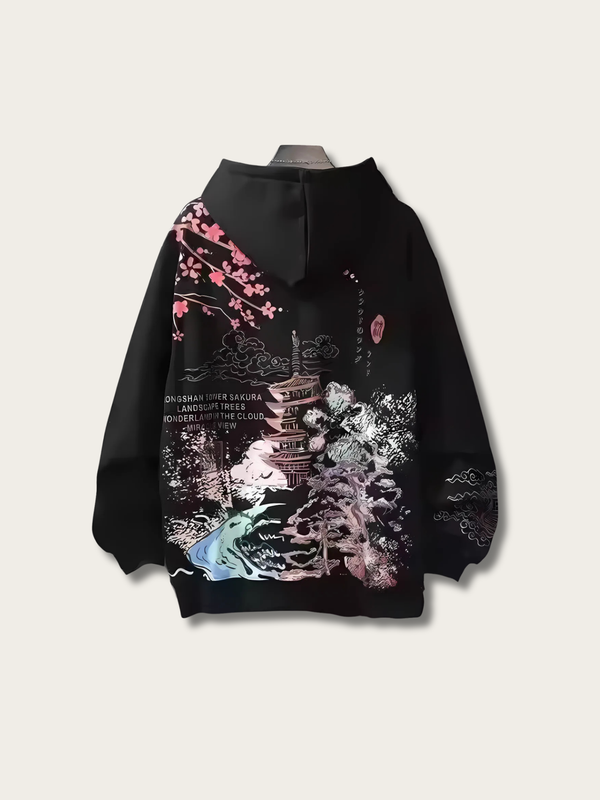 Sakura Horizon Scenic Japanese Hoodie - Medium