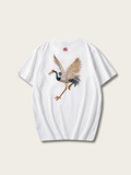 Golden Soar Crane Japanese T Shirt - Medium
