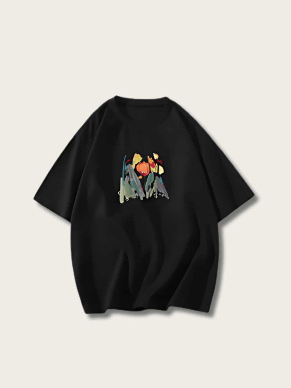 Flower Painted Japanese T Shirt - Medium