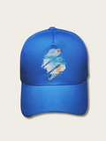 Oil Paint Sunrise Printed Japanese Cap - Blue