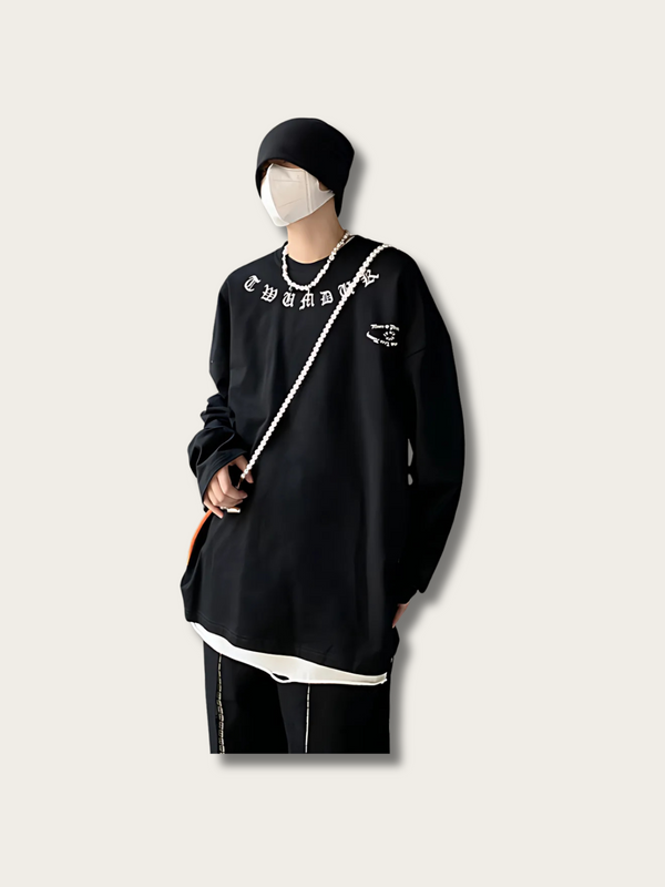 Modern Dark Script Japanese Sweater - Small