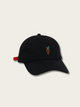 Cartoon Carrot Embroidered Japanese Cap - Black