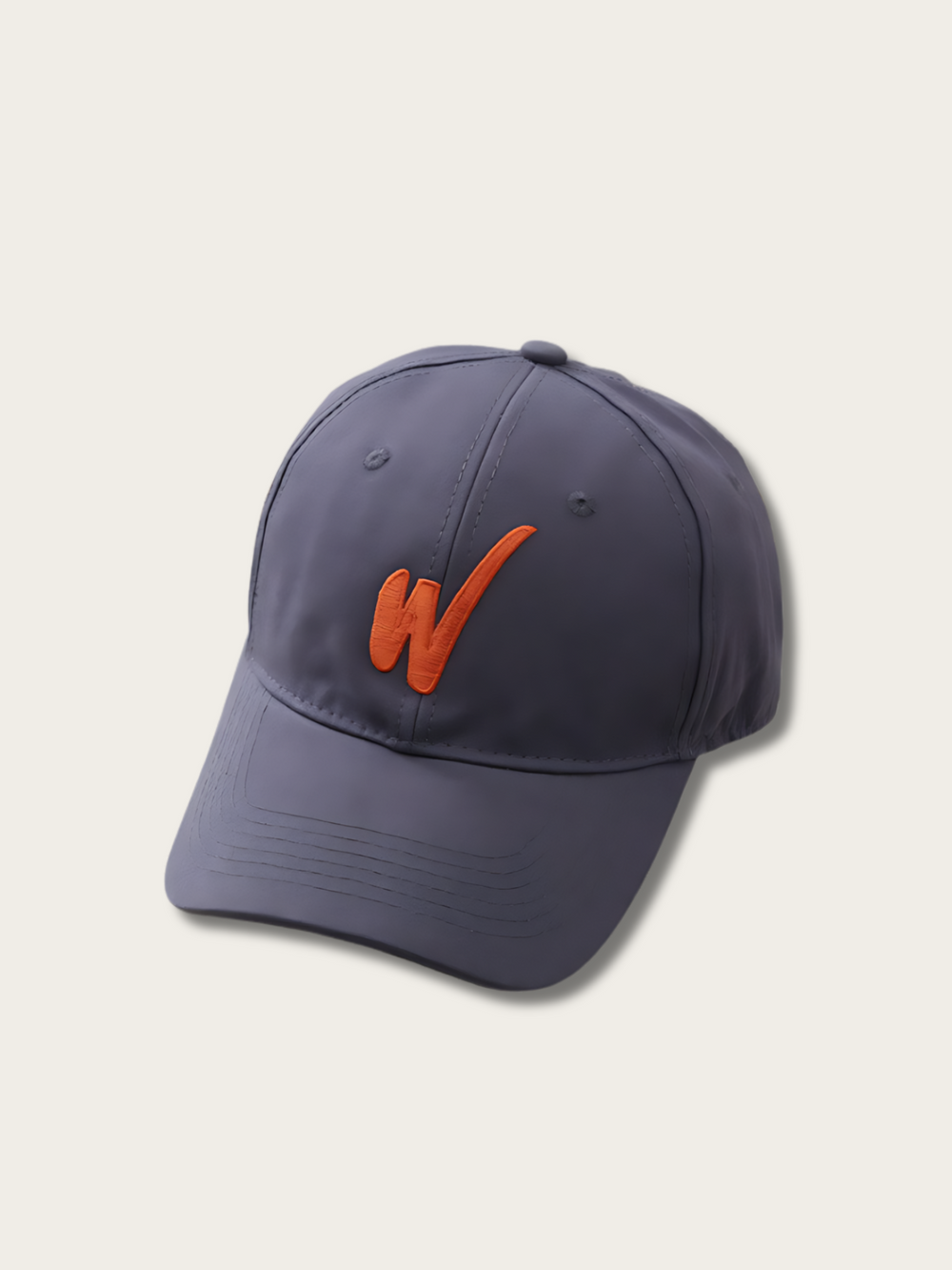 W Letter Embroidered Japanese Cap - Grey