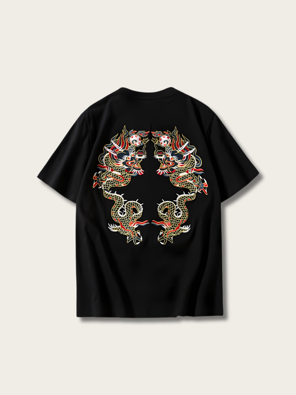 Flying Dragons Japanese T Shirt - Small