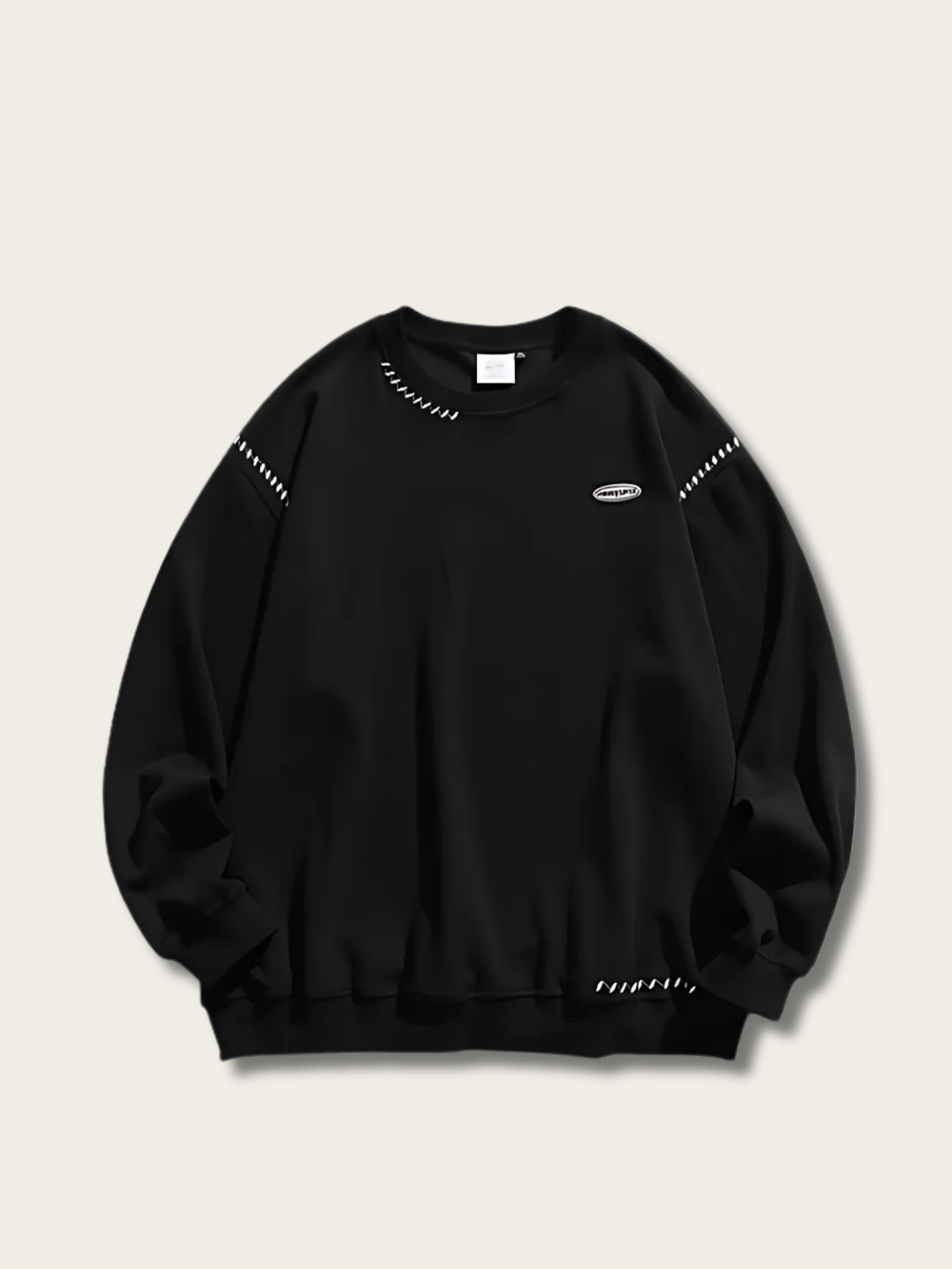 Monochrome Stitch Minimalist Japanese Sweater - Medium