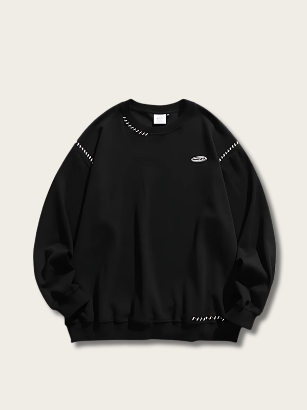 Monochrome Stitch Minimalist Japanese Sweater - Medium