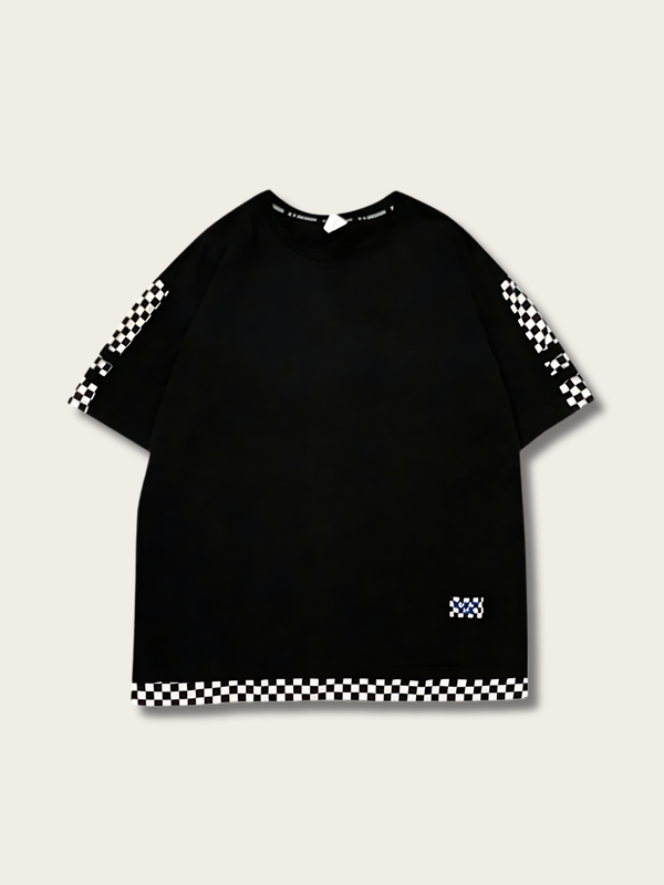 Checkered Design Japanese T Shirt - Small