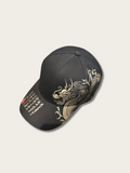 Embroidered Lion Japanese Baseball Cap - Black